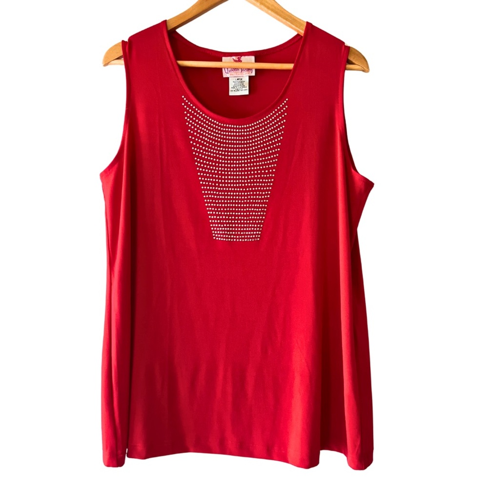 Quacker Factory Women’s Red Sparkle N’ Shine Tank Top